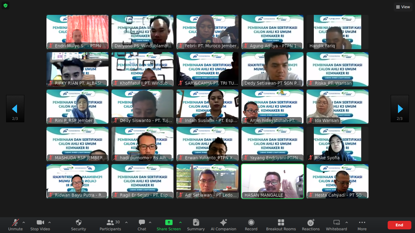 Pemaparan Online Ahli K3 Umum Jember - Banyuwangi